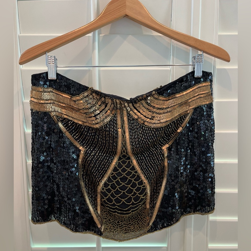 Gryphon New York sequined gold mini skirt Size M